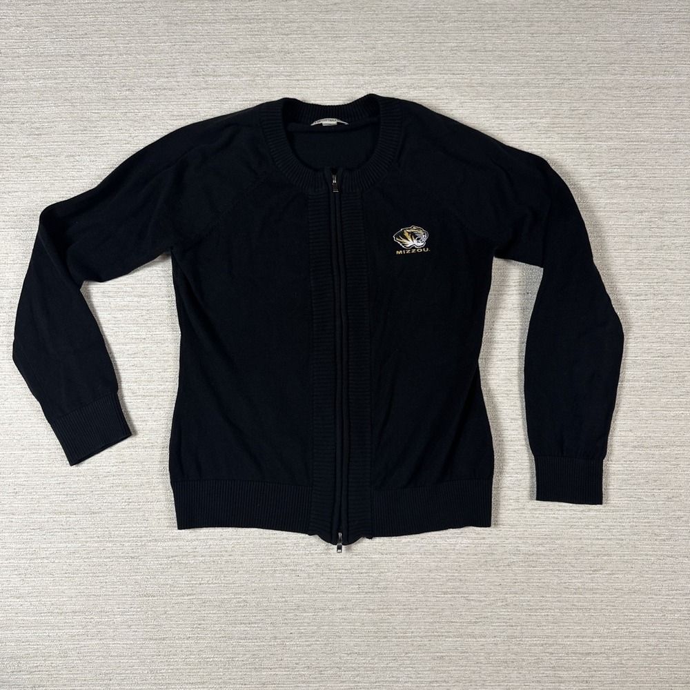 Cutter & Buck Mizzou Tigers Zip Up Sweater Women's L Black Full Zip Cardigan